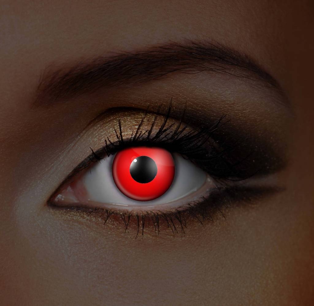 Eyecatcher Lentilles de Couleur Rouges UV – Sans Correction – Pour Démons, Sorcières et Cosplay Halloween