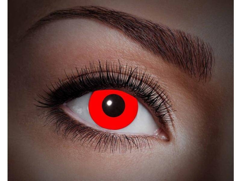 Eyecatcher Lentilles de Couleur Rouges UV – Sans Correction – Pour Démons, Sorcières et Cosplay Halloween