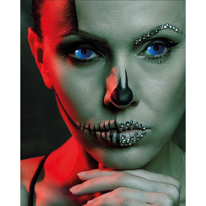 Zoelibat - Eyecatcher Lentilles de Couleur Bleues UV – Sans Correction – Pour Vampires, Fantômes et Cosplay Halloween