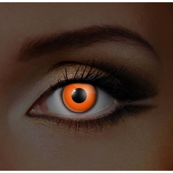 Zoelibat - Eyecatcher UV Reactive Orange Contact Lenses – No Prescription – Weekly Wear for Demons, Fire Creatures & Halloween Cosplay