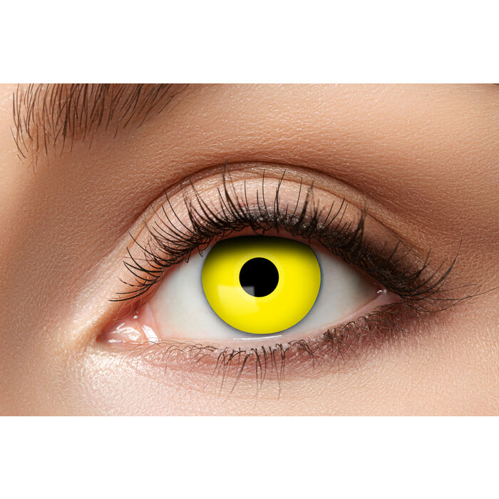 Zoelibat - Eyecatcher Yellow Cosmetic Contact Lenses – No Prescription – Weekly Wear for Witches, Creatures & Halloween Horror Cosplay