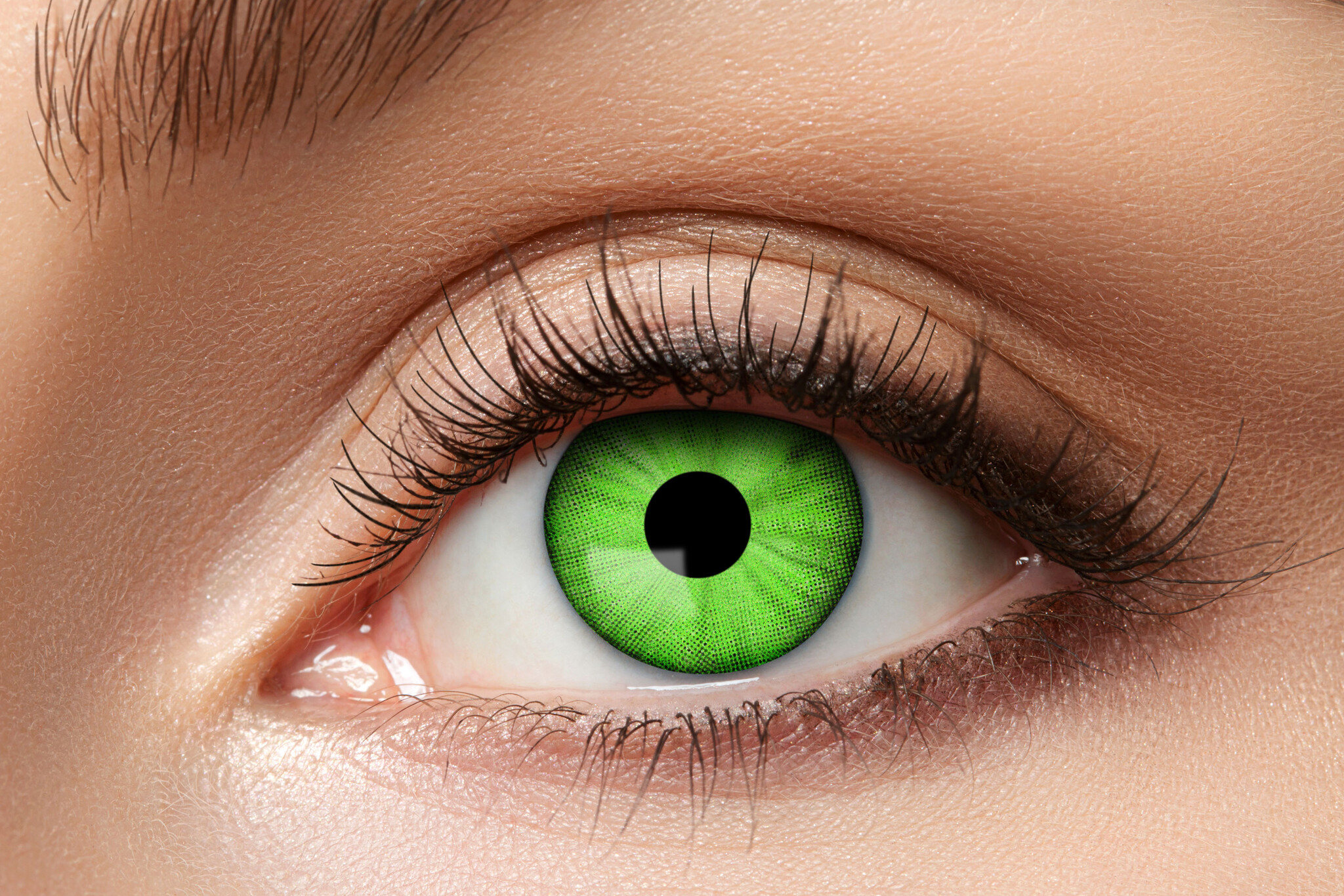 Eyecatcher Lentilles de Couleur Vert Électro – Sans Correction – Pour Monstres, Cyborgs et Cosplay Halloween