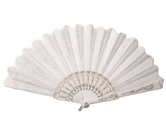 Partyline Fan White | Spanish Range | Fan in white with silver