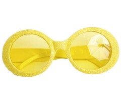 Partyline Disco Glasses Glitter Neon Yellow