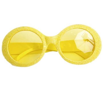 Partyline Disco Glasses Glitter Neon Yellow