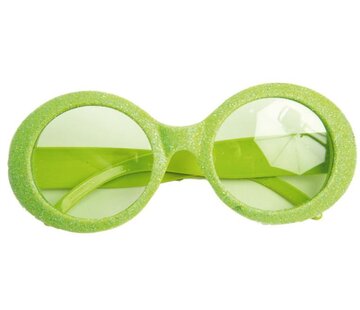Partyline Disco Glasses Glitter Neon Green