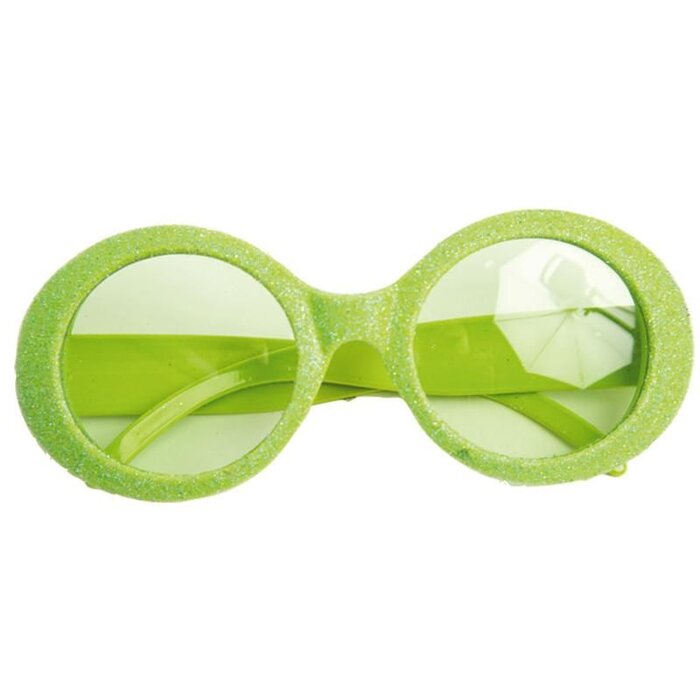 Partyline Disco Glasses Glitter Neon Green