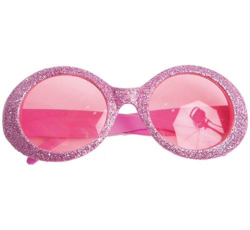 Partyline Disco Glasses Glitter Neon Pink