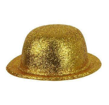 Partyline Bowler Hat Plastic Glitter Gold