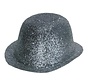 Chapeau Melon Plastique Brillant Argent