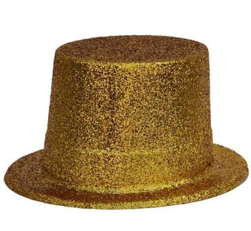 Partyline Topper Hat Plastic Glitter Gold