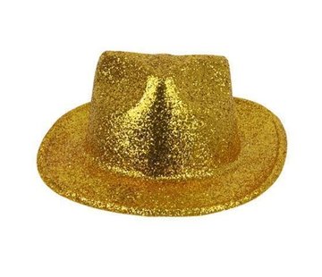 Partyline Chapeau Borsalino Plastique Brillant Or