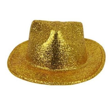 Partyline Chapeau Borsalino Plastique Brillant Or