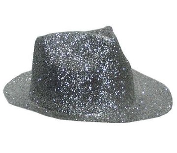 Partyline Chapeau Borsalino Plastique Brillant Argent