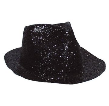 Partyline Borsalino Hat Plastic Glitter Black