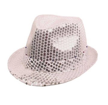 Partyline Chapeau Funk Sequin Argent + LED