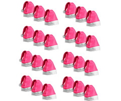 Santa Magix Kerstmutsen - 24 stuks - Roze kerstmutsen