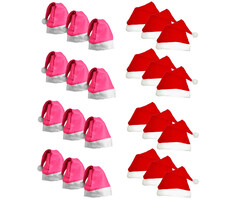 Santa Magix Chapeaux de Père Noël - 24 pièces - Chapeaux de Père Noël 12 Rouges et 12 Roses
