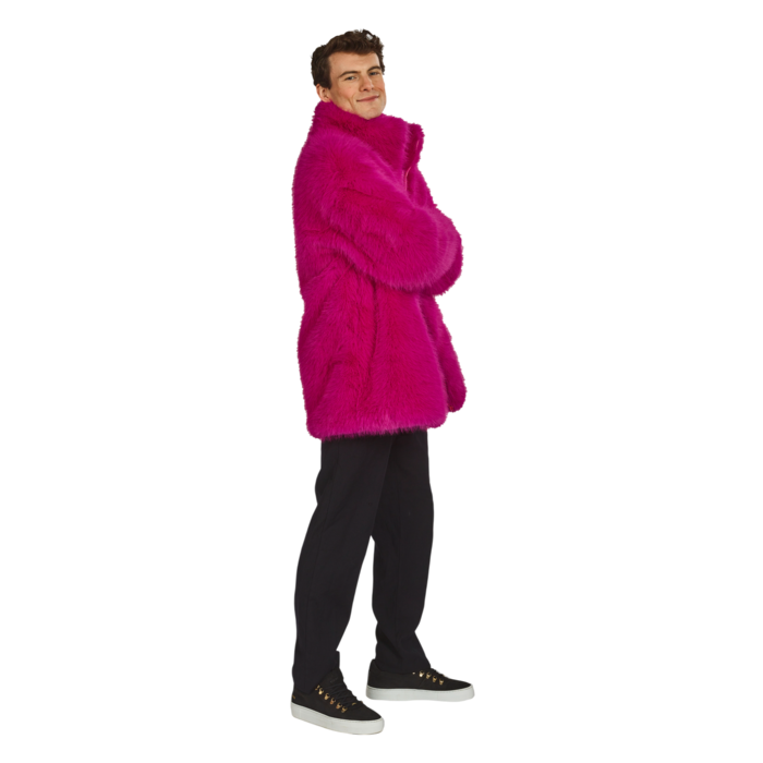 Partyline Manteau de fourrure rose de carnaval pour homme - Gilet de carnaval rose