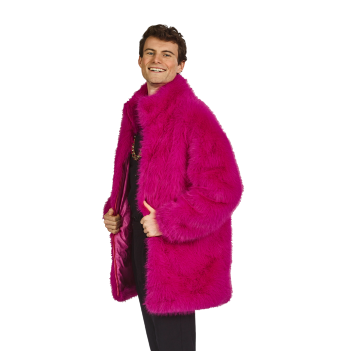 Partyline Manteau de fourrure rose de carnaval pour homme - Gilet de carnaval rose