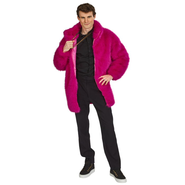 Partyline Manteau de fourrure rose de carnaval pour homme - Gilet de carnaval rose