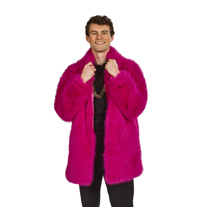 Partyline Manteau de fourrure rose de carnaval pour homme - Gilet de carnaval rose