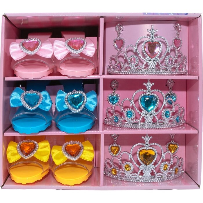 Ptit Clown Coffret d’Accessoires Princesse – 3 Couleurs | Chaussures, Diadèmes & Boucles d’Oreilles