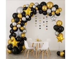 Ptit Clown Kit Ballons 115 Pièces & Accessoires – Or/Noir