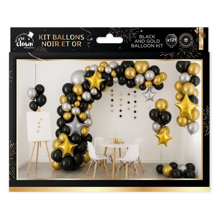 Ptit Clown Ballonnenset 115‑delig – Goud/Zwart – Feestdecoratie