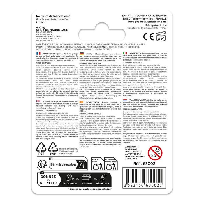 Ptit Clown Stick de Maquillage – Arc‑en‑Ciel – 6 g