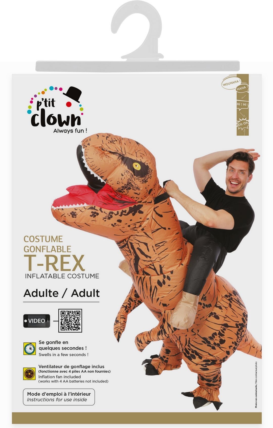 Ptit Clown Inflatable Dinosaur Sit‑On Costume – Adult – One Size