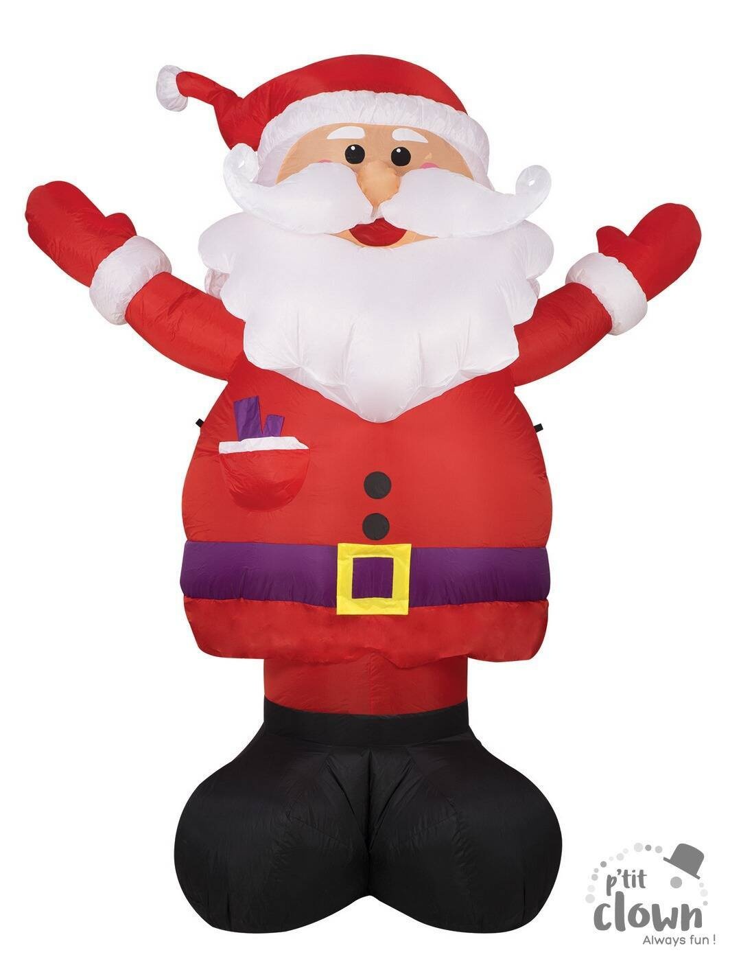 Ptit Clown Père Noël Gonflable 240 cm – Lumineux – Intérieur & Extérieur