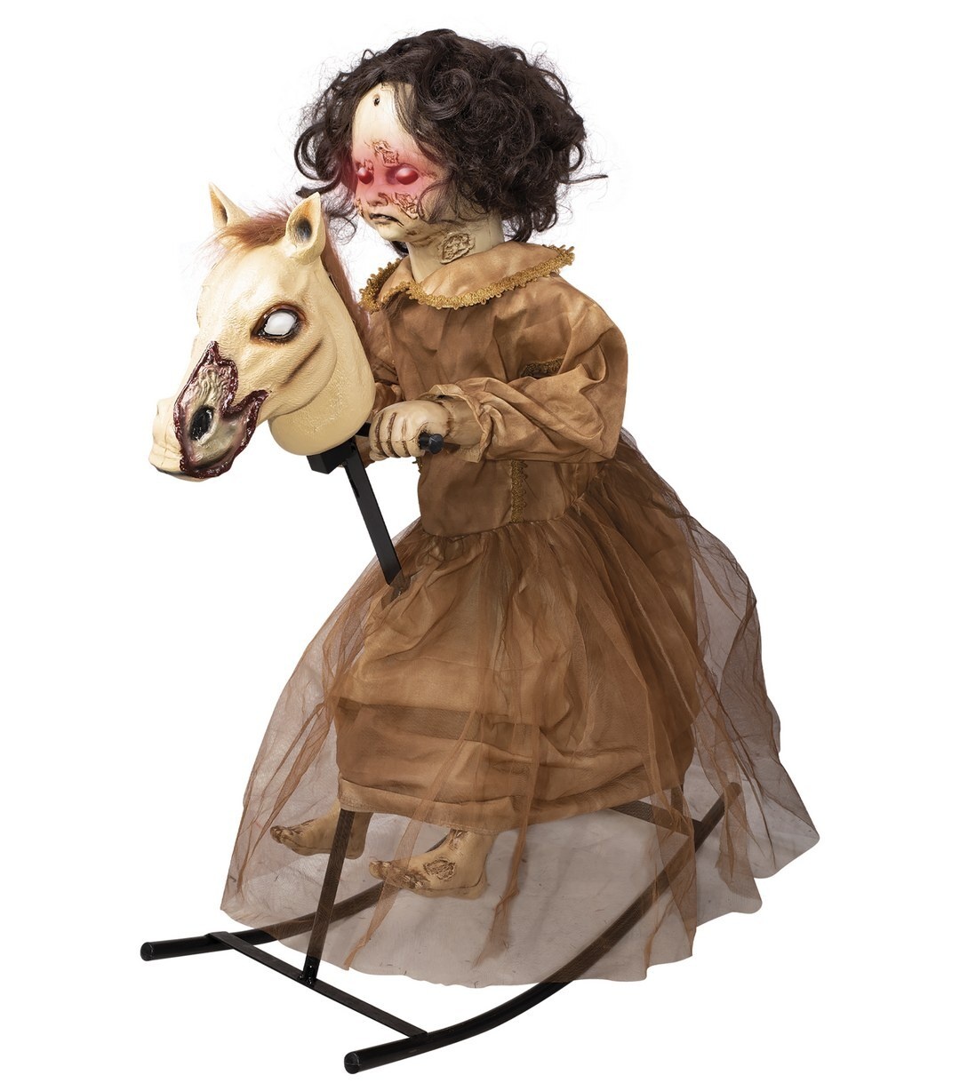 Ptit Clown Cursed Girl on Rocking Horse – Animated with Sound & Light – 100 cm