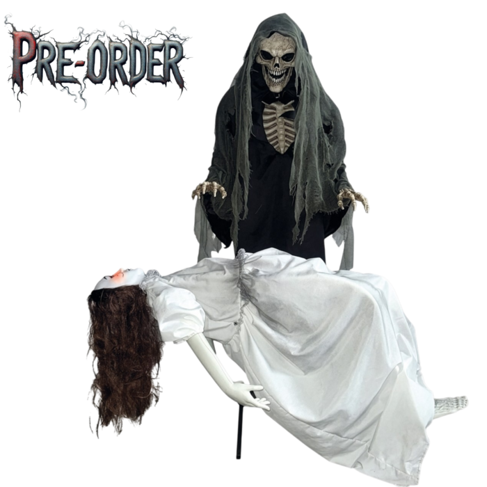 Ptit Clown Grim Reaper met Zwevend Meisje – Geanimeerd met Geluid & Licht – 170 cm