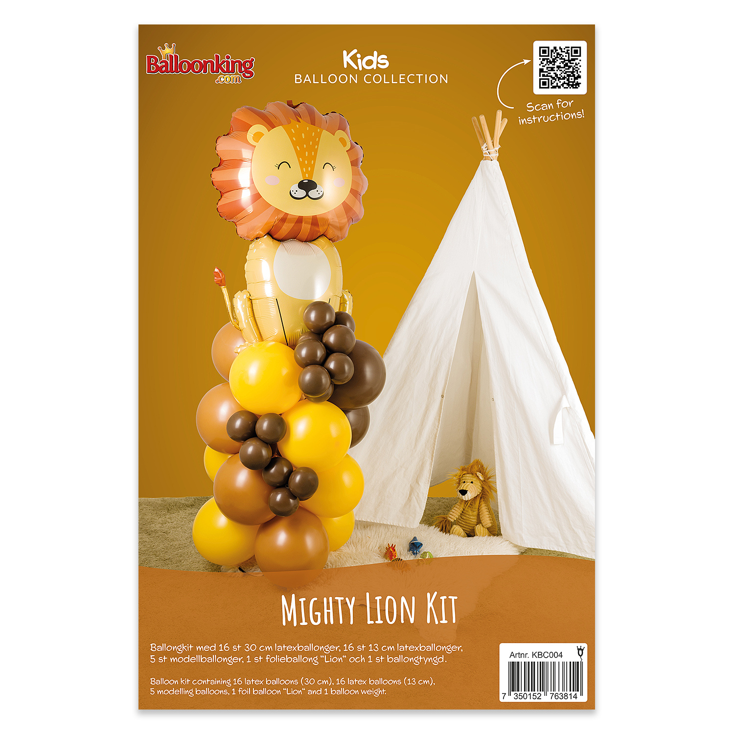 Balloonking Kids Balloon Collection – Mighty Lion Kit – Complete Party Set