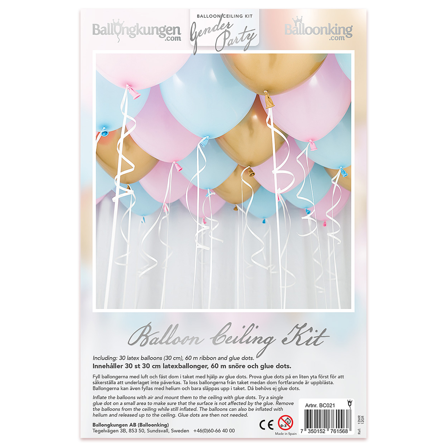 Balloonking Kids Balloon Collection – Ceiling Balloon Kit – 30 Balloons