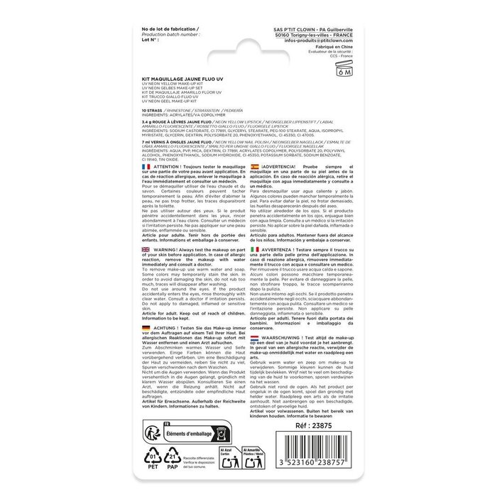 Ptit Clown Make‑up Kit – Neon Geel– UV‑Reactief