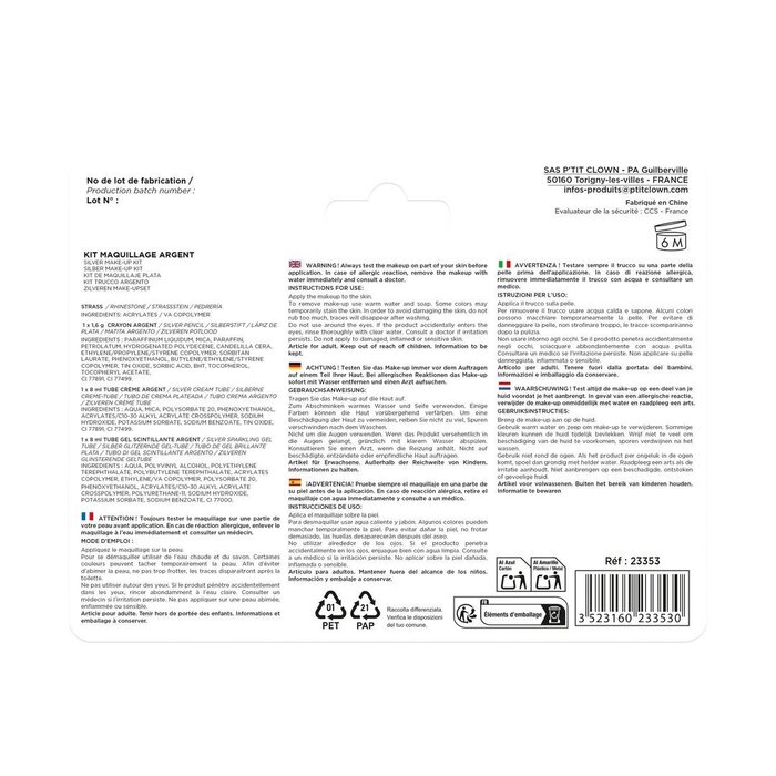 Ptit Clown Make‑up Kit – Silver – Glitter & Gems