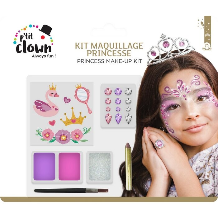 Ptit Clown Kit Maquillage Princesse – Glitter, Strass & Stickers – Enfant & Look Festival