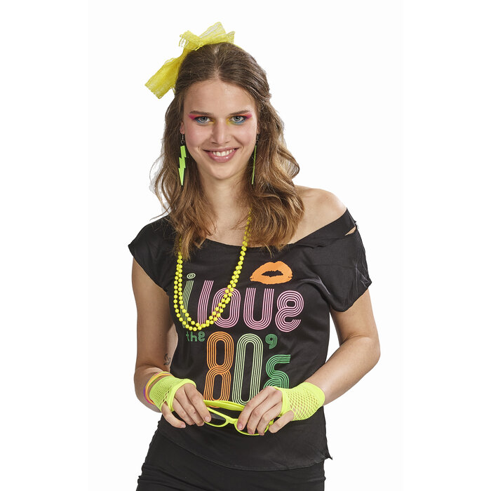 Partyline Neon Yellow Women’s Accessory Set – Glasses, Headband, Earrings, Necklace & Gloves – Festival
