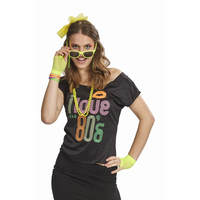 Partyline Neon Gele Accessoireset voor Dames – Bril, Diadeem, Oorbellen, Ketting & Handschoenen – Festival