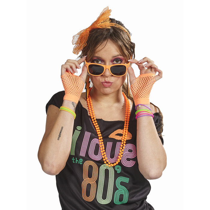 Partyline Neon Oranje Accessoireset voor Dames – Bril, Diadeem, Oorbellen, Ketting & Handschoenen – Festival - Copy - Copy