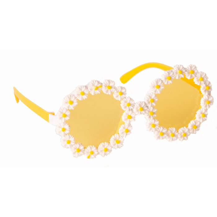 Partyline Lunettes Hippie à Fleurs – Monture Ronde – Festival & Fête à Thème