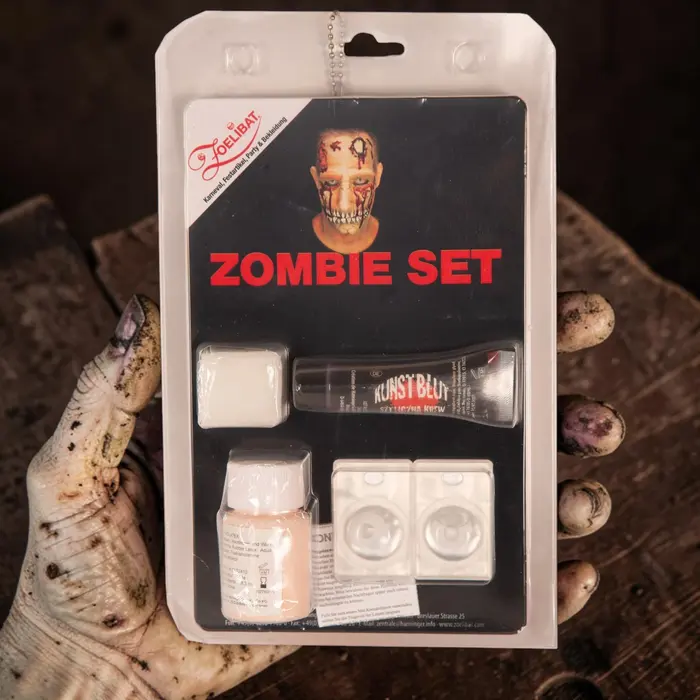 Zoelibat - Eyecatcher Zombie Make Up Set Halloween inclusief 2 witte weeklenzen Liquid Latex Kunstbloed