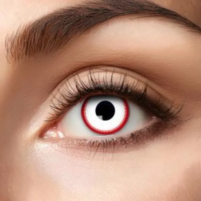 Zoelibat - Eyecatcher Saw Weeklenzen Wit met Rood— Halloween Cosplay Weeklenzen