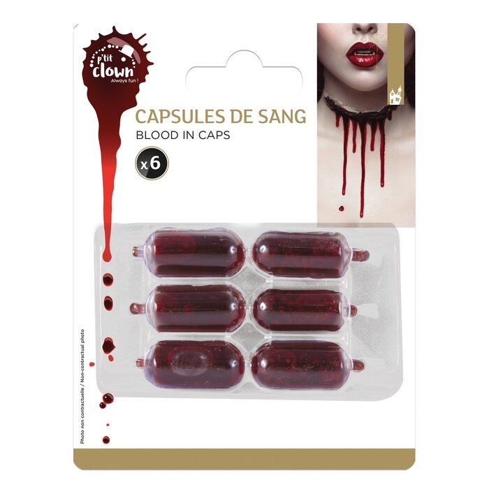 Ptit Clown Fake Blood Capsules Pack of 6 — SFX Blood for Halloween & Cosplay