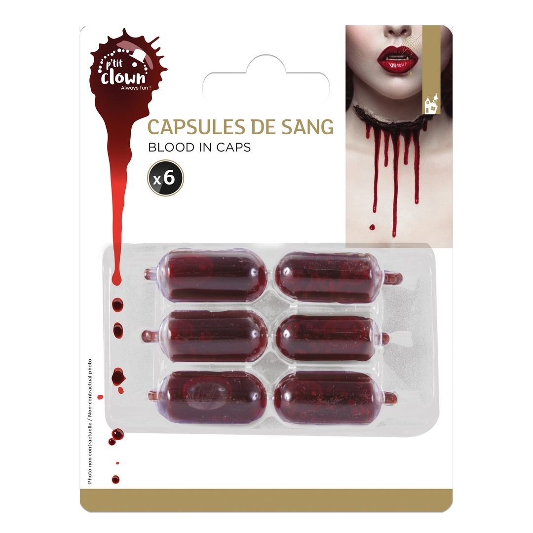 Ptit Clown Fake Blood Capsules Pack of 6 — SFX Blood for Halloween & Cosplay