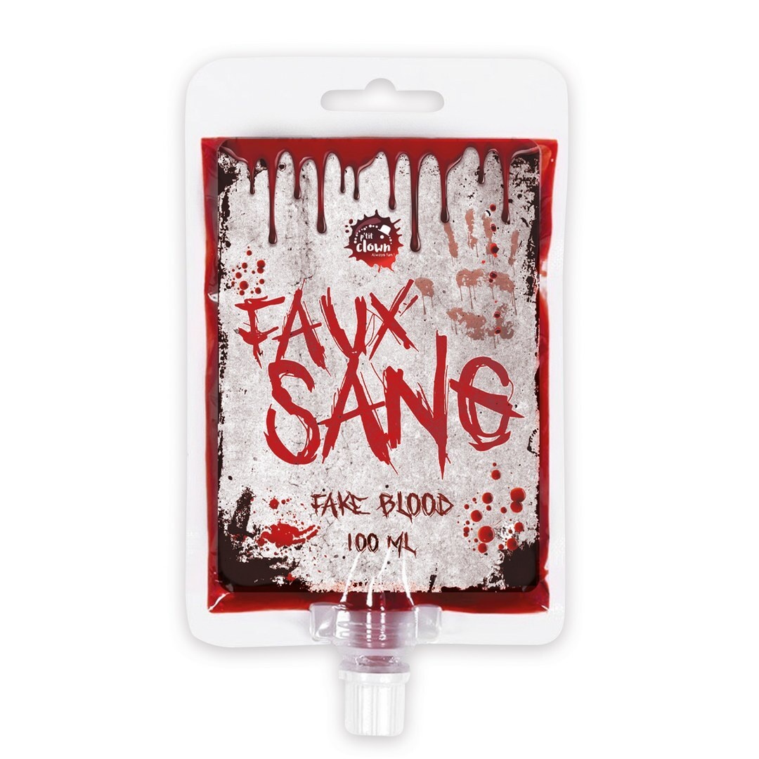 Ptit Clown Fake Blood Bag 100 ml – Poche de Sang Style Perfusion pour Halloween & SFX