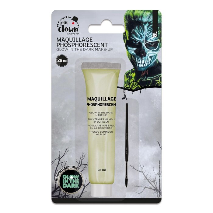 Ptit Clown Glow‑in‑the‑dark Blush met Brush 28 ml – Lichtgevende Make‑up voor Halloween & Neon Party’s
