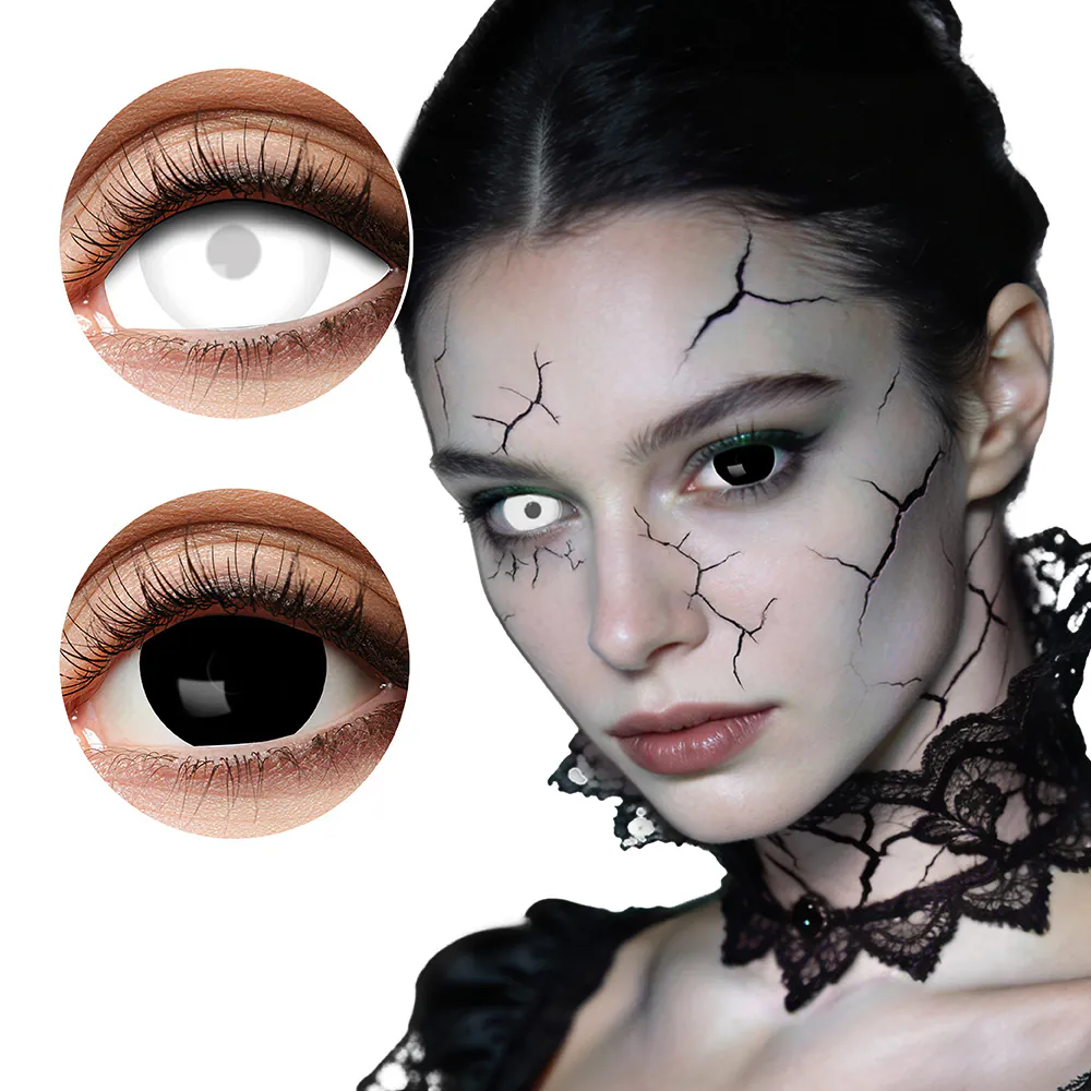 Boland Mini Sclera Eclipse 6‑maandslenzen – Wit & Zwart – Halloween Effectlenzen